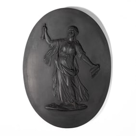 Wedgwood Black Basalt Plaque Clio Muse