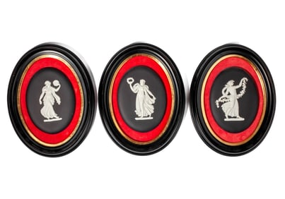 Wedgwood Black Jasperware Dancing Hours Plaques