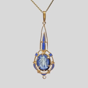 Wedgwood Jasperware & 10K Gold Pendant GLP CO