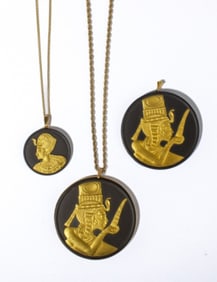 Wedgwood Basalt Egyptian Medallion Pendants