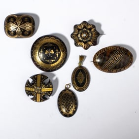 Victorian Pique Jewelry / Brooch Pins & Pendants