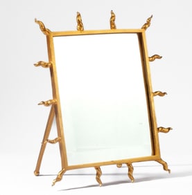 Brutalist / Modernist Gilt Metal Dresser Mirror