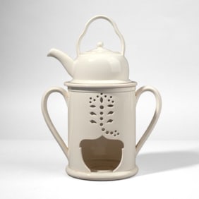 Wedgwood Creamware Veilleuse Tea Pot Warmer Set