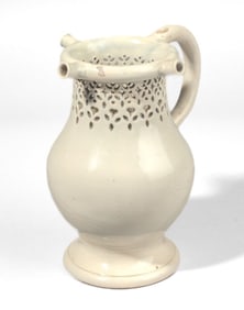 18th C. English Cream Glaze Puzzle Jug