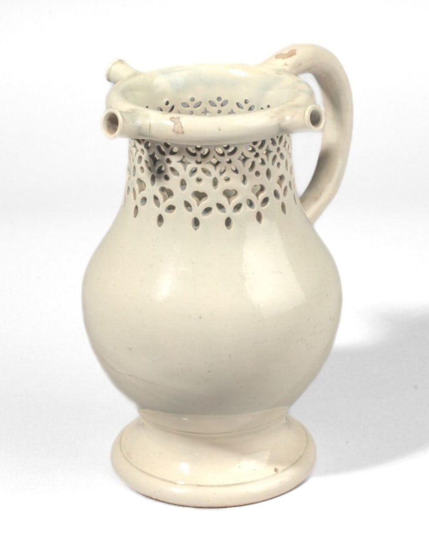 18th C. English Cream Glaze Puzzle Jug (1 of 8)