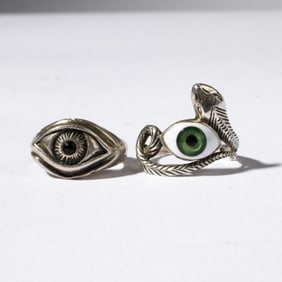 Vintage Surreal Sterling Human / Evil Eye Rings