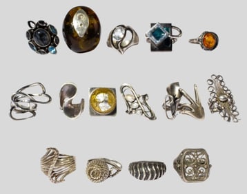 Collection of Modernist Rings / Sterling 925