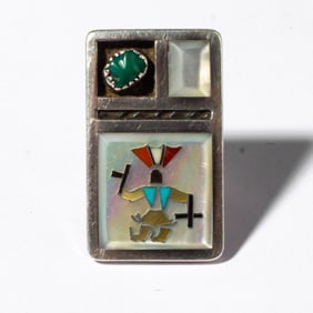 Florentine Panteah Zuni Inlaid Sterling Ring