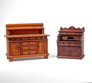 Miniature Roll Top Desk Bank / Toy Buffet