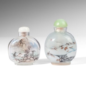 2 Chinese Reverse Painted Glass Snuff Bottles