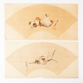 2 Aft. Katushika Hokusai Fan Woodblock Prints