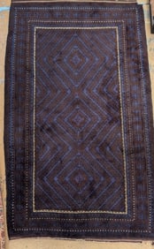 Hand Knotted Afghan Baluch Indigo & Red Rug