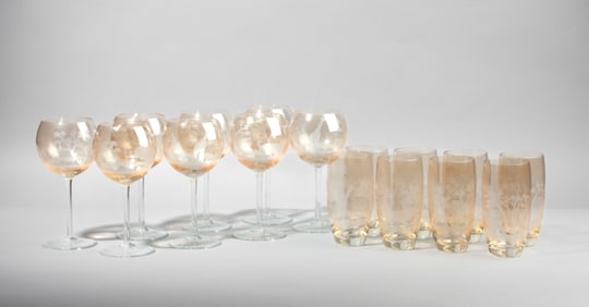 Safari Scene Etched Crystal Glassware Sets