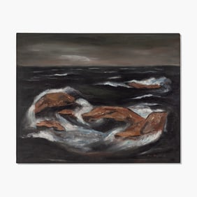 Boyer Gonzales Jr (WA) "Whitewater" Oil on Masonite, 1947