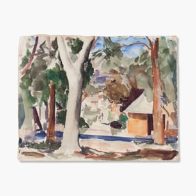 Walter Isaacs (WA)"Village at  Cannon Beach" Watercolor on Paper, circa 1940