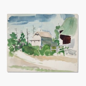 Walter Isaacs (WA) "Chelan,  Garage" Watercolor on Paper, circa 1940
