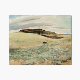 Ernest Norling (WA) "Eastern Washington Landscape" Watercolor on Paper, circa 1930