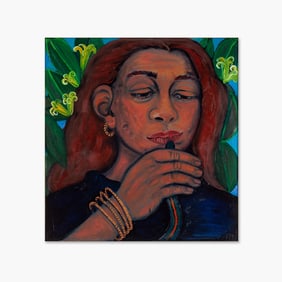 Mary Josephson (OR) "First Snake of Spring" Oil on Panel, 1995