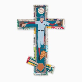 Ross Palmer Beecher (WA) "Baseball Crucifix" Mixed Media Artwork, 1989