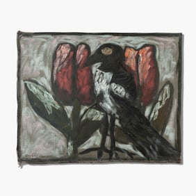 Gaylen Hansen (WA) "Bird and  Two Tulips" Oil on Canvas, 1996