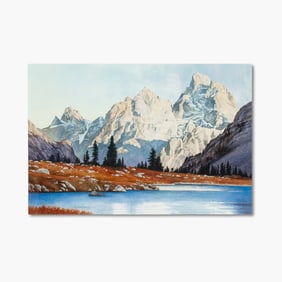 Ramona Hammerly (WA) "Tetons from Solitude Lake" Watercolor, 1991