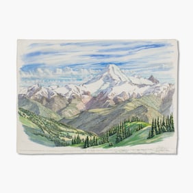 Tony Foster "Volcano Journeys: Koma Kulshan, Great White Watcher, Mt Baker" Watercolor, 1996