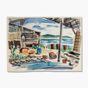 George Tsutakawa (WA) "Whidbey Island" Ink & Watercolor, 1965