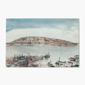 Irwin Caplan (WA) "Lake Union" Watercolor, 1949