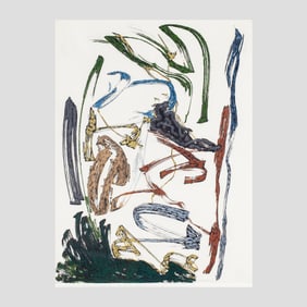 Betsy Cain "Two Figures in Landscape" Ink and Pastel, 1985