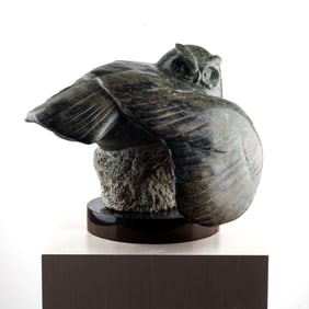 Tony Angell (WA) "Eagle Owl" Serpentinite Sculpture, 1994