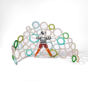 Ginny Ruffner (WA) "Online or On the Phone" Painted Art Glass Sculpture, 1995