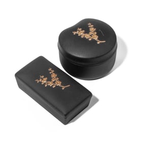 Wedgwood Prunus Black Basalt & Gold Boxes