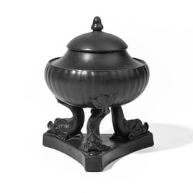 Wedgwood Etruria Black Basalt Dolphin Burner