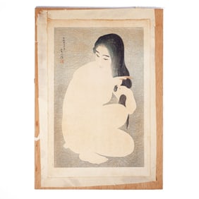 Torii Kotondo Kamisuki Combing the Hair Woodblock