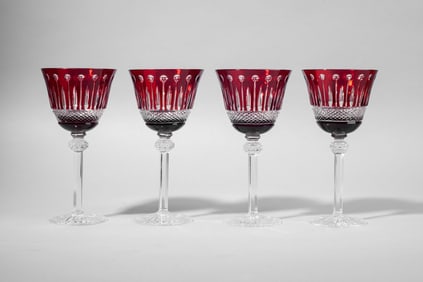 Ajka KING LOUIS Ruby Red Cut to Clear Goblets