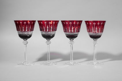 Ajka KING LOUIS Ruby Red Cut to Clear Goblets