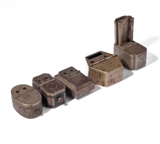 5 Chinese Baitong Inkwell / Opium Holders