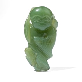 Chinese Carved Green Jade Boy Toggle