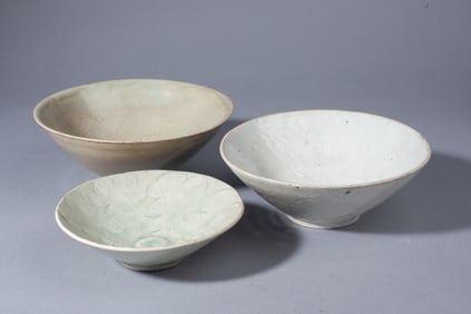 3 Chinese Song Dynasty Celadon Ching Pai Bowls