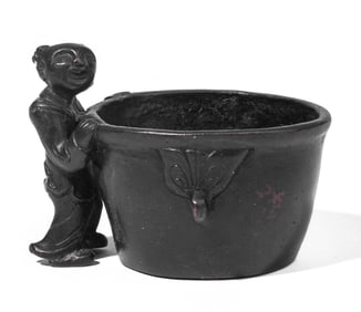 Antique Chinese Bronze Boy Bird Feeder