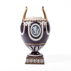 Wedgwood Victoria Ware Tricolor Handled Vase