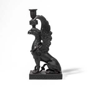 Wedgwood Black Basalt Griffin Candlestick