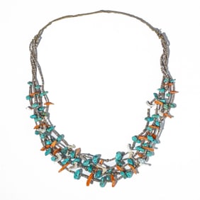 Native American Zuni 5 Strand Fetish Necklace