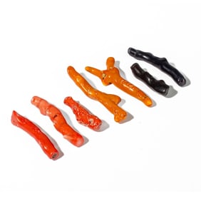 Natural Coral Branch Pieces / Black Coral Orange