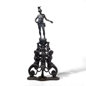 Oversize Renaissance Bronze Andiron / Mars
