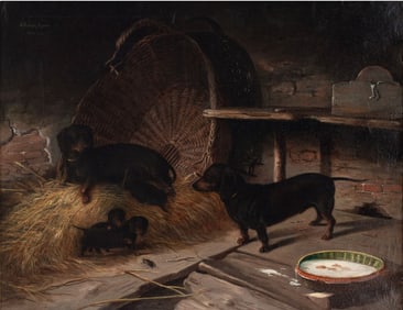 Gottfried Stahly Rychen Dachshund Dog Painting
