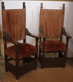 Pair Renaissance / Spanish Colonial Armchairs
