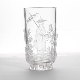 Verlys France Mandarin Chinoisere Glass Vase