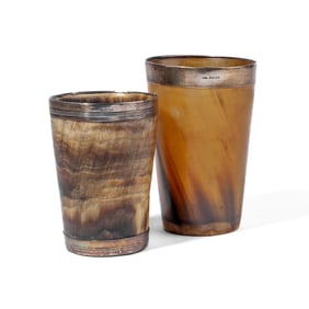 Georgian & Victorian Silver / Horn Beaker Cups