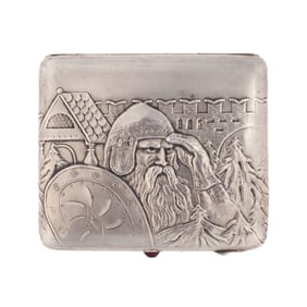 Russian 875 Silver Cigarette Case / Bogatyr